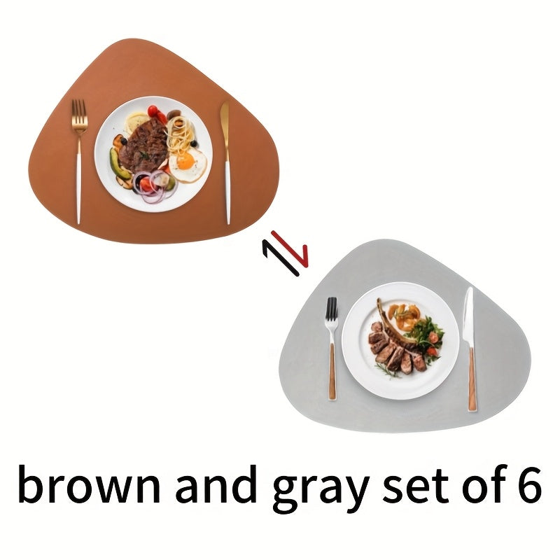 Jogo Americano de 6 peças de couro sintético de duas cores