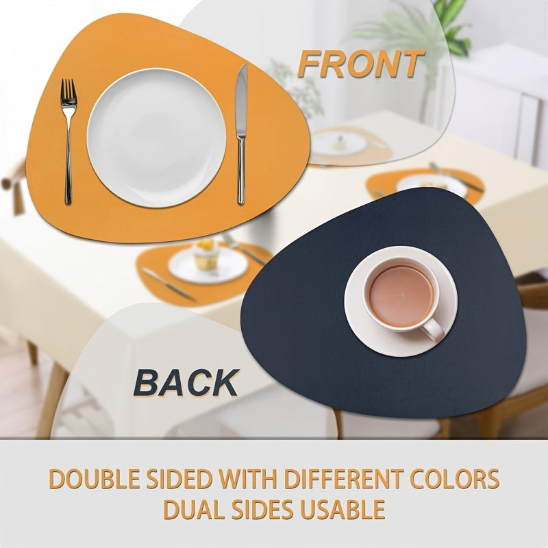 Jogo Americano de 6 peças de couro sintético de duas cores