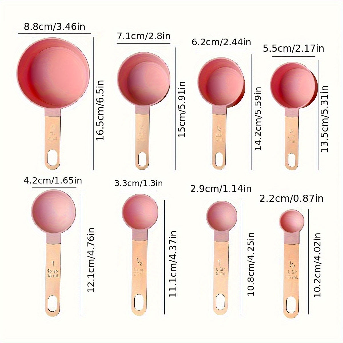 Conjunto de xícaras e colheres medidoras - 8 peças