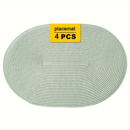 Jogo Americano - 4/6/8 peças tapetes ovais de PP resistentes ao calor e antiderrapantes