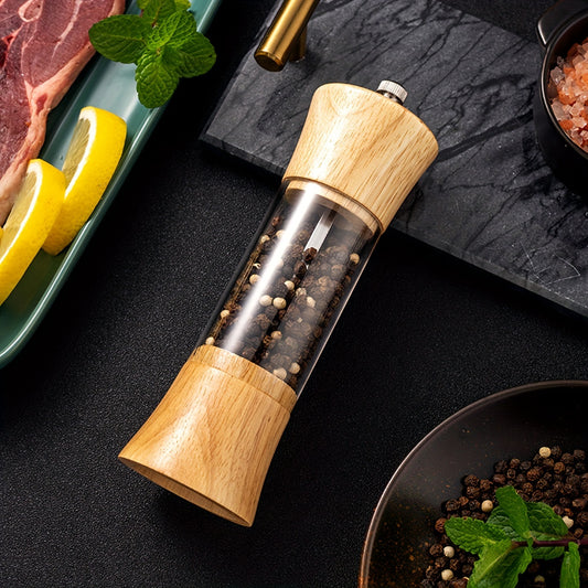 Moedor de pimenta de acrílico e madeira de carvalho de 6 polegadas - 1 peça