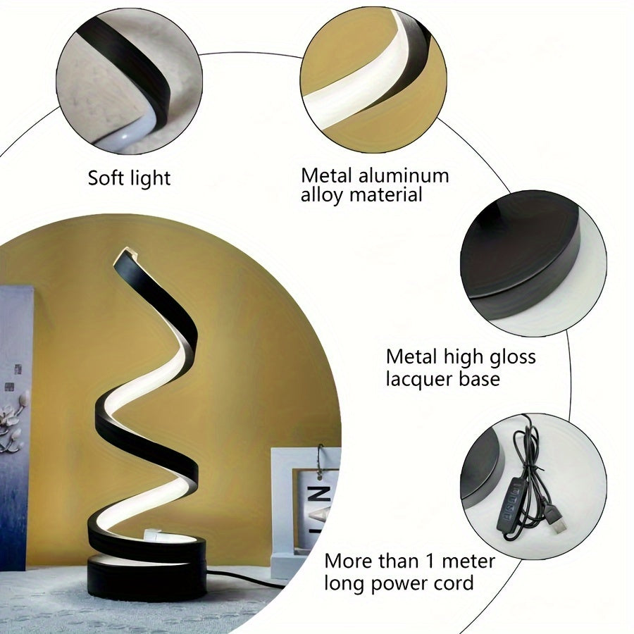Luminária de mesa em espiral geométrica moderna - Iluminação