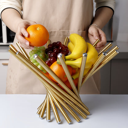 Cesta de frutas de aço inoxidável dourado - 1 peça grande