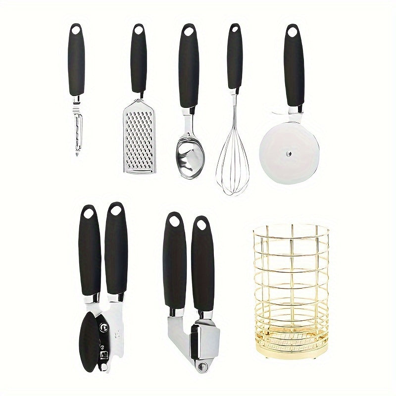 Conjunto de utensílios de cozinha de aço inoxidável - 7 peças
