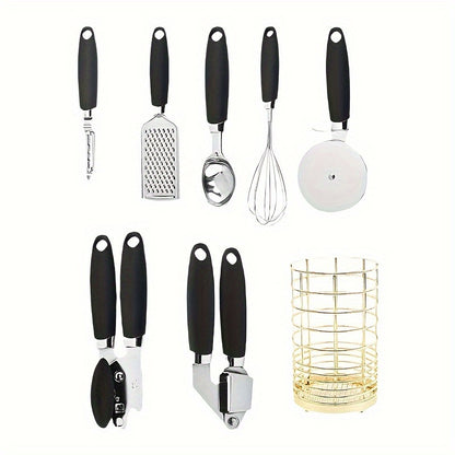 Conjunto de utensílios de cozinha de aço inoxidável - 7 peças