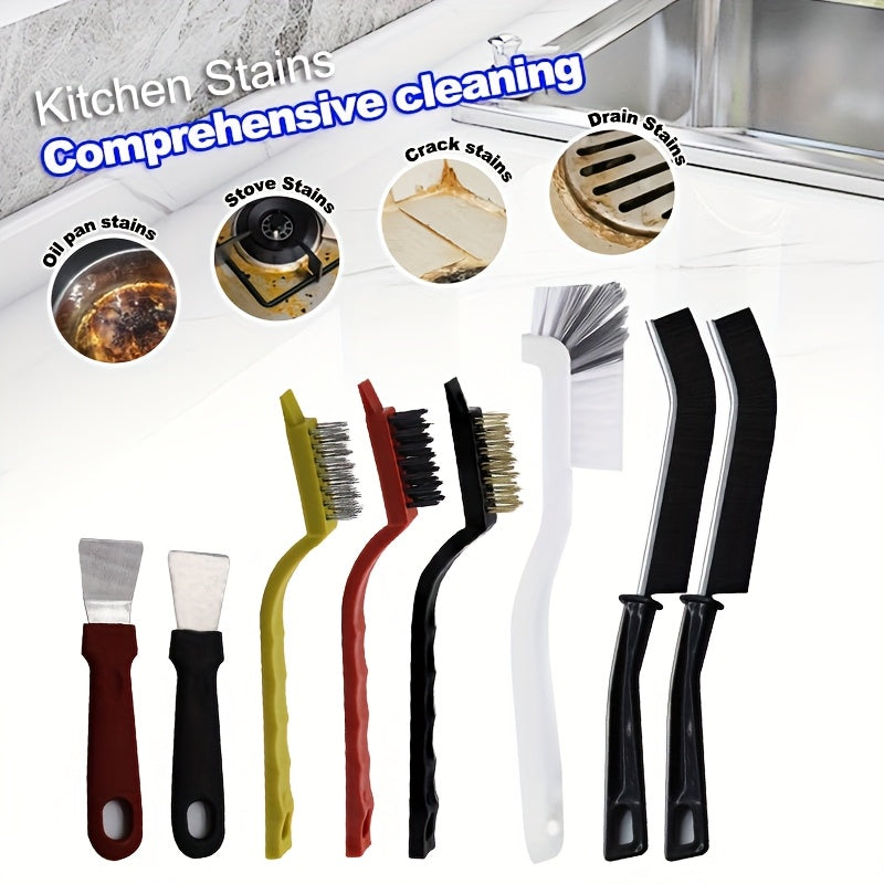 Conjunto de 8 escovas de limpeza de cozinha de aço inoxidável
