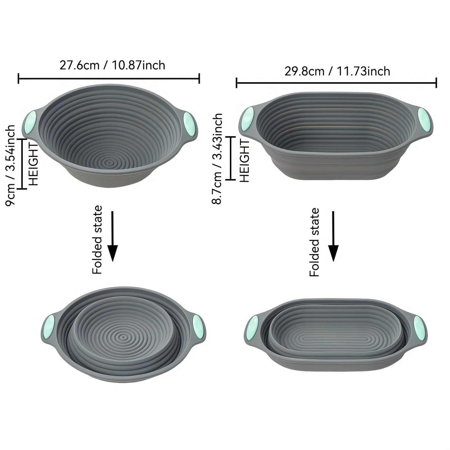 Cesta de fermentação de pão de silicone - 1/2 peças