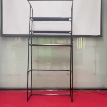 Uma prateleira de armazenamento sem furos, projetada para máquinas de lavar