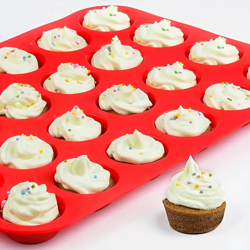 Forma de silicone antiaderente para cupcakes - 1 peça com capacidade para 24 xícaras