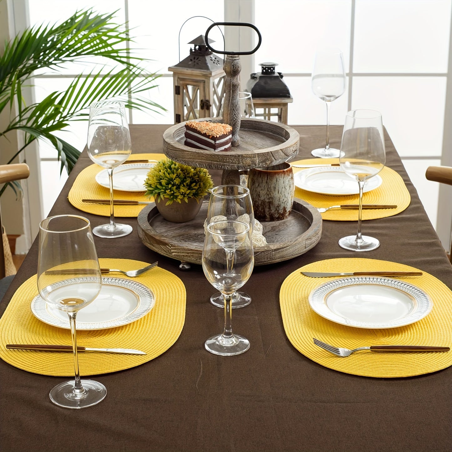 Jogo Americano - 4/6/8 peças tapetes ovais de PP resistentes ao calor e antiderrapantes