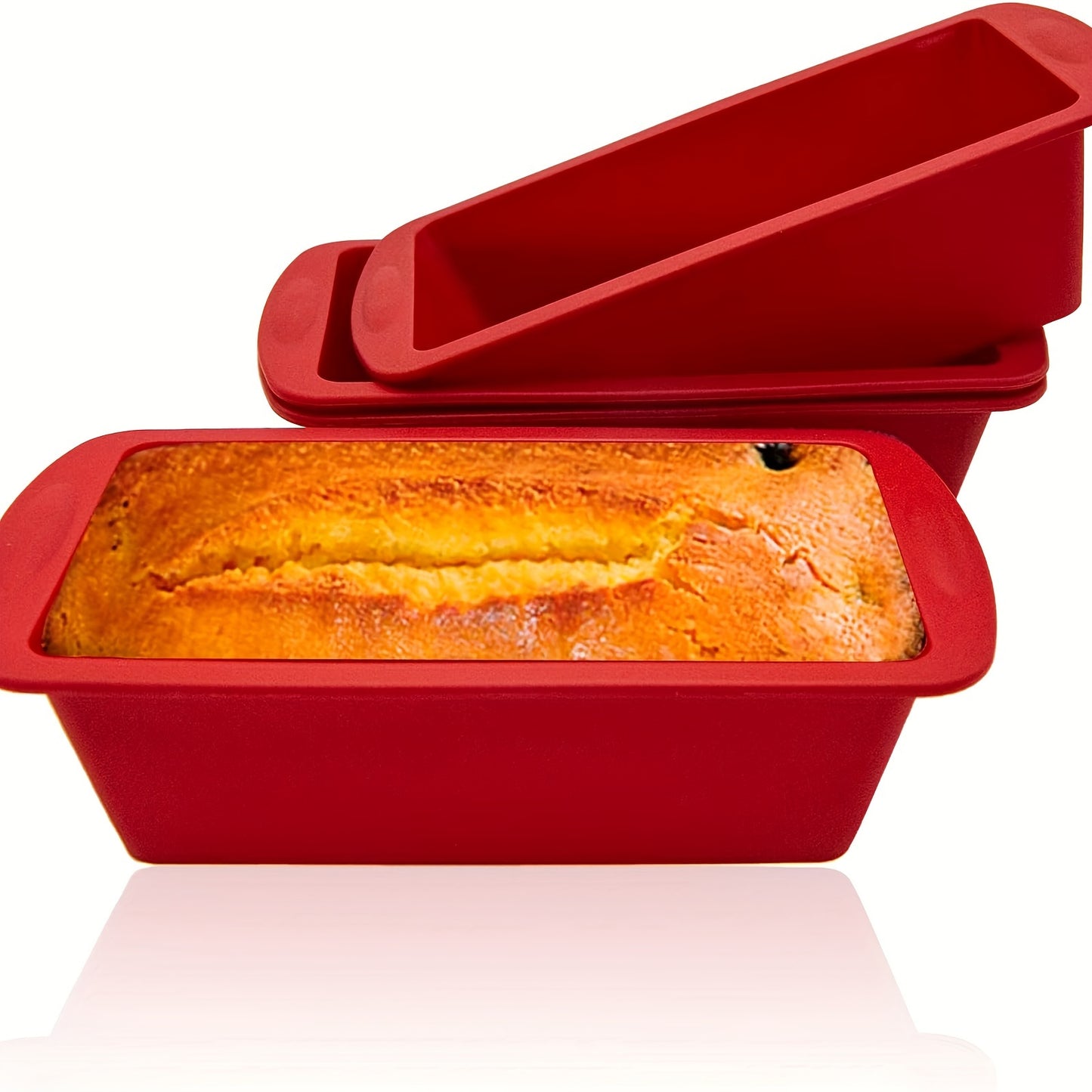 Conjunto de 2 ou 4 formas de silicone para pães e bolos, completo com pincel para untar