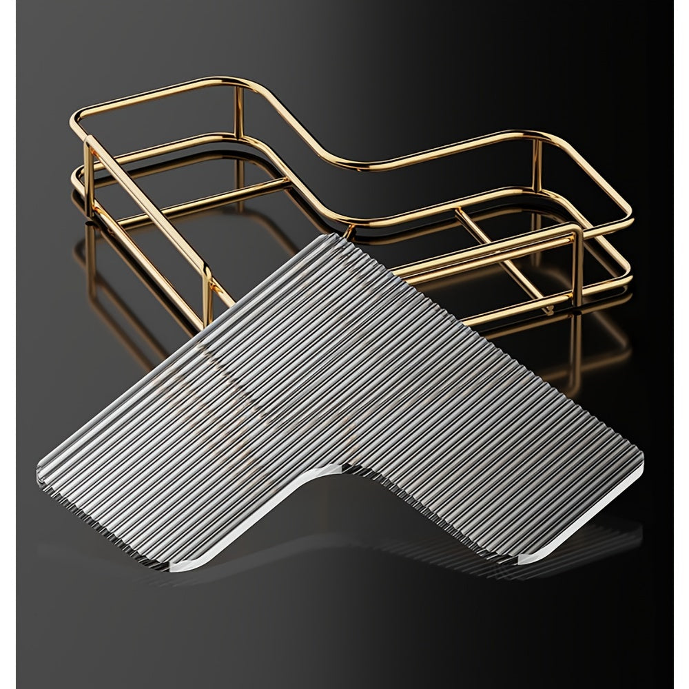 2 prateleiras de canto douradas de aço inoxidável