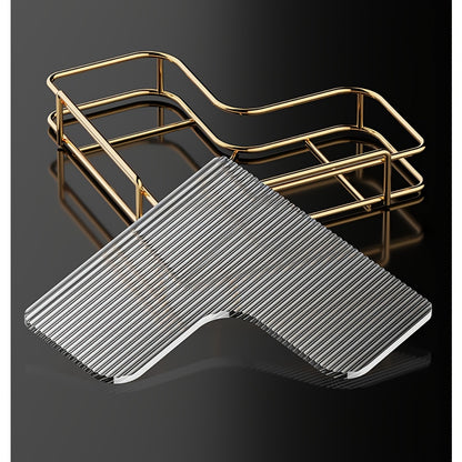 2 prateleiras de canto douradas de aço inoxidável