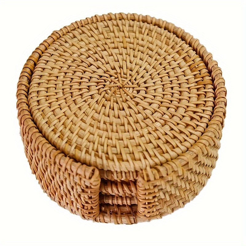 Bases para copos de vime trançadas à mão