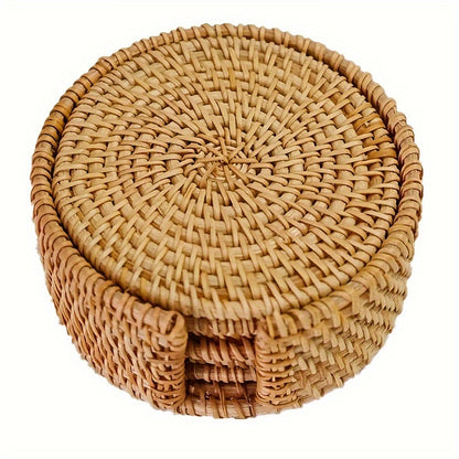 Bases para copos de vime trançadas à mão