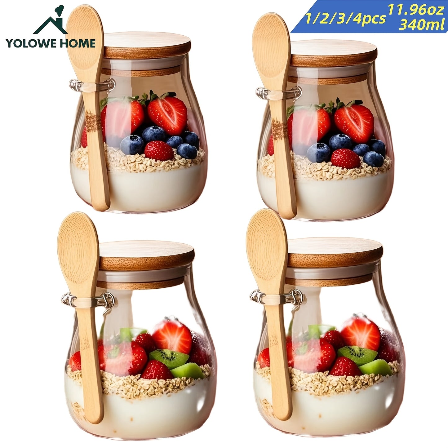 Copos de vidro YOLOWE HOME - 1/2/3/4 peças