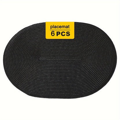 Jogo Americano - 4/6/8 peças tapetes ovais de PP resistentes ao calor e antiderrapantes