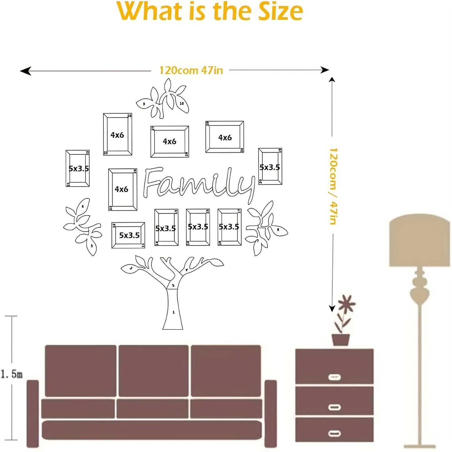 1 conjunto de decoração de parede para árvore genealógica