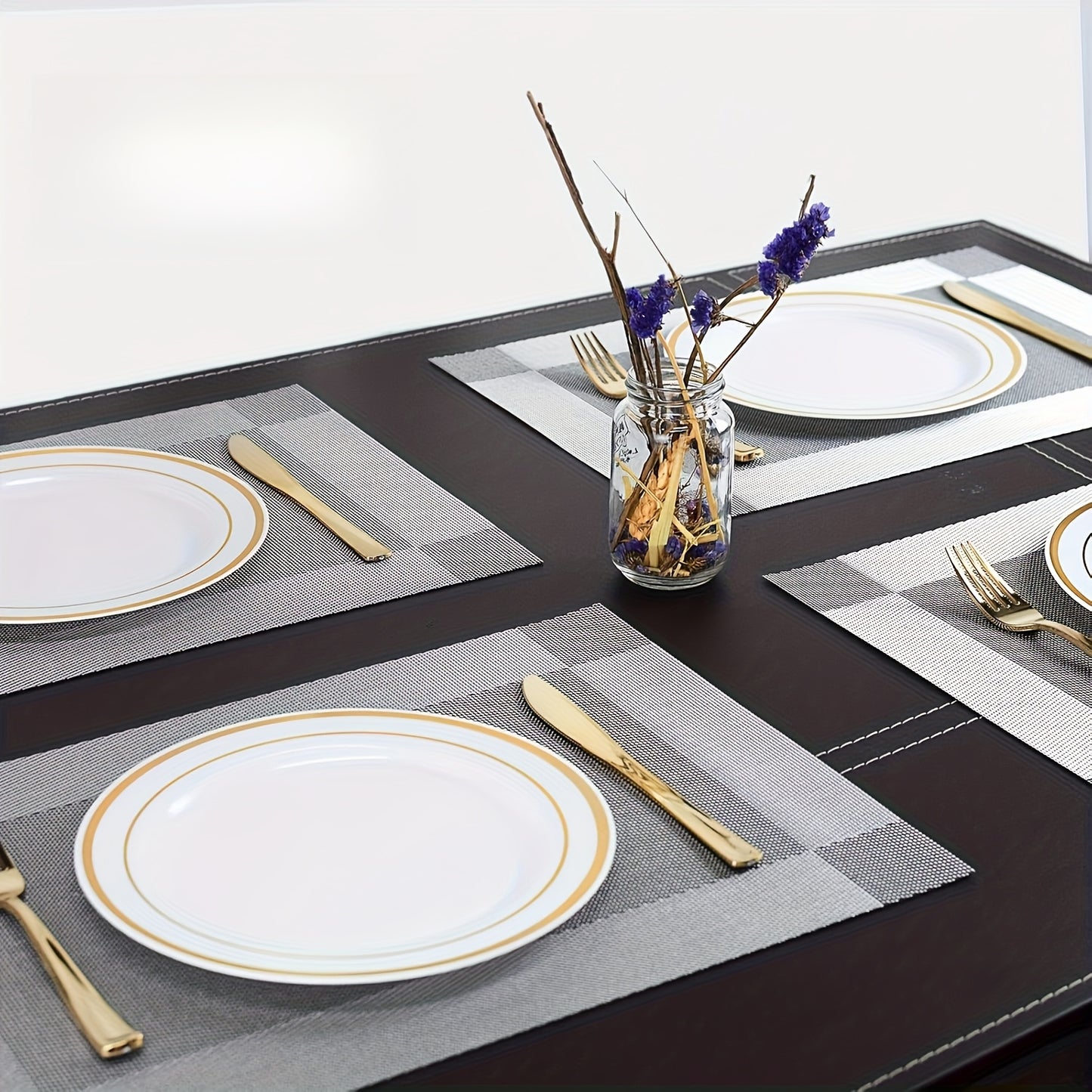 Jogos Americanos diagonais de vinil retangulares - 4 peças