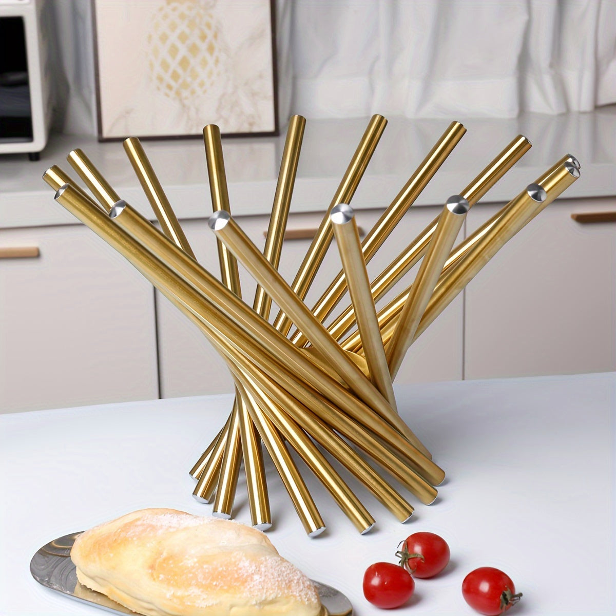 Cesta de frutas de aço inoxidável dourado - 1 peça grande