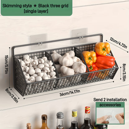 Cestos de armazenamento de cozinha de ferro duráveis para parede - 2 peças