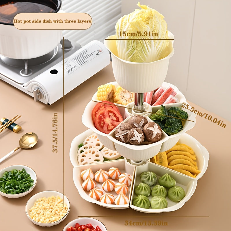 1 prato giratório de buffet de vários níveis estilo clássico