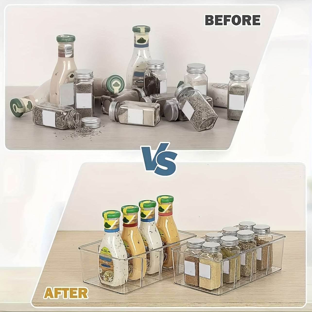 Recipientes organizadores transparentes para geladeira - 2/4/6 peças