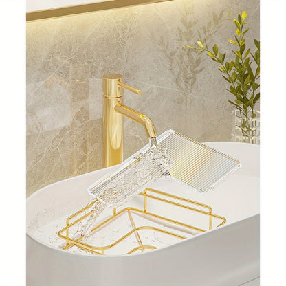 2 prateleiras de canto douradas de aço inoxidável