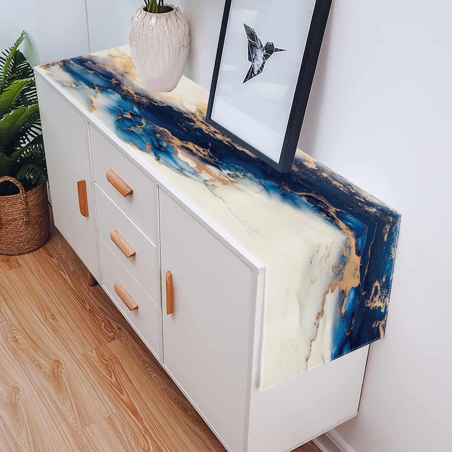 Jogos Americanos - 5/7 bandeiras de mesa com design de mármore azul e dourado