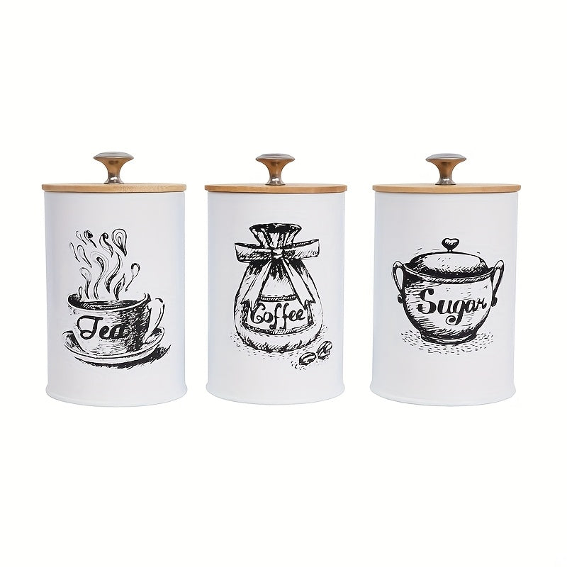 Recipientes de armazenamento com tampa de bambu com 3