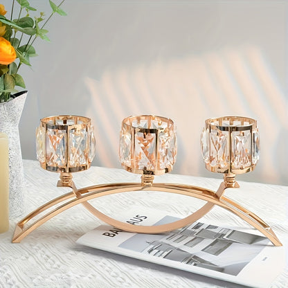 Porta-velas de cristal com 3 cabeças