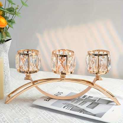 Porta-velas de cristal com 3 cabeças