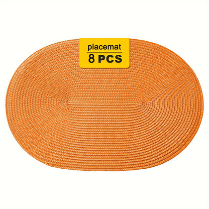 Jogo Americano - 4/6/8 peças tapetes ovais de PP resistentes ao calor e antiderrapantes