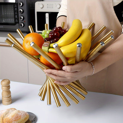 Cesta de frutas de aço inoxidável dourado - 1 peça grande