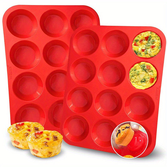 Forma de silicone para muffins, 1 peça, forma antiaderente para cupcakes com 12 cavidades