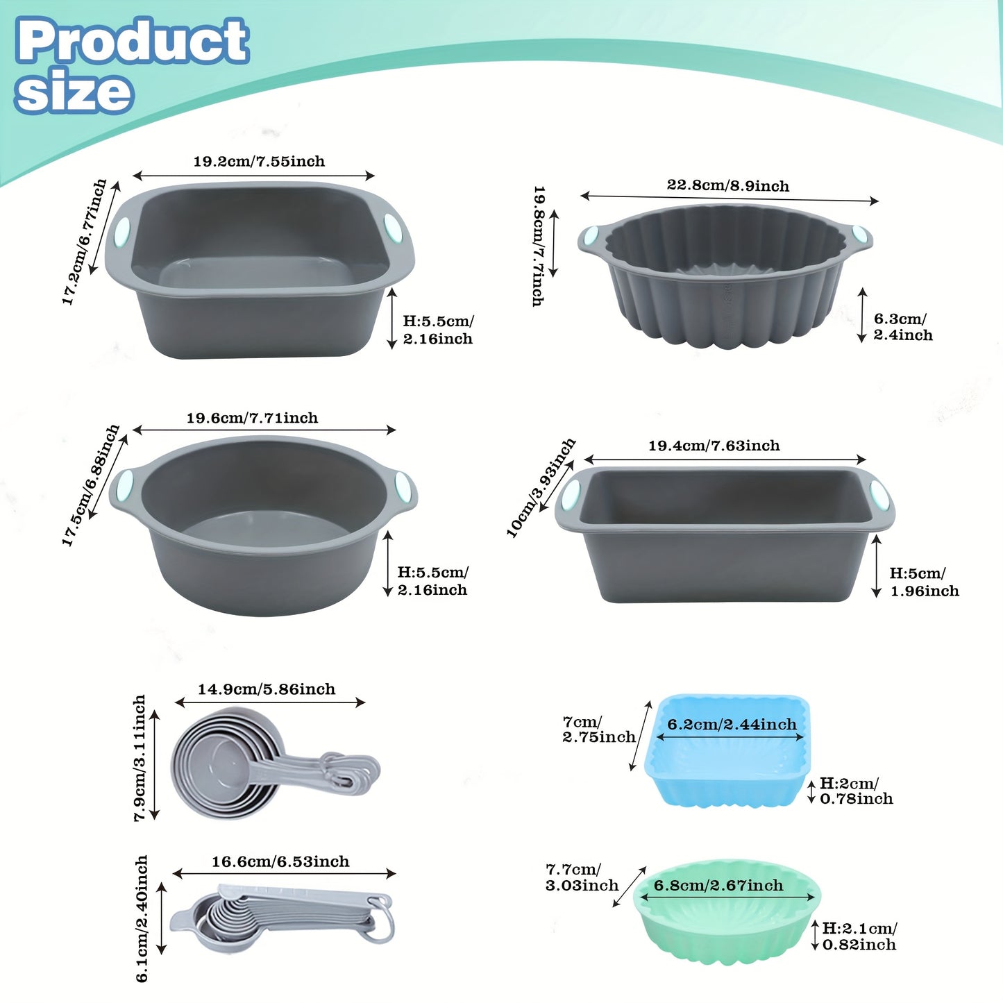 Conjunto de assadeiras de silicone com 45/28/4 peças