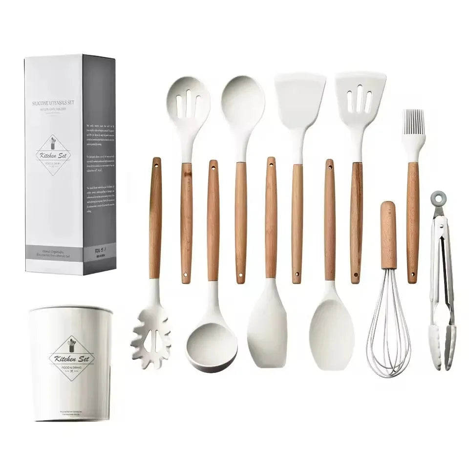 KIT 12 Utensílios de Cozinha de Silicone