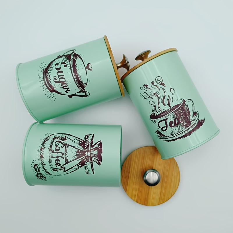 Recipientes de armazenamento com tampa de bambu com 3