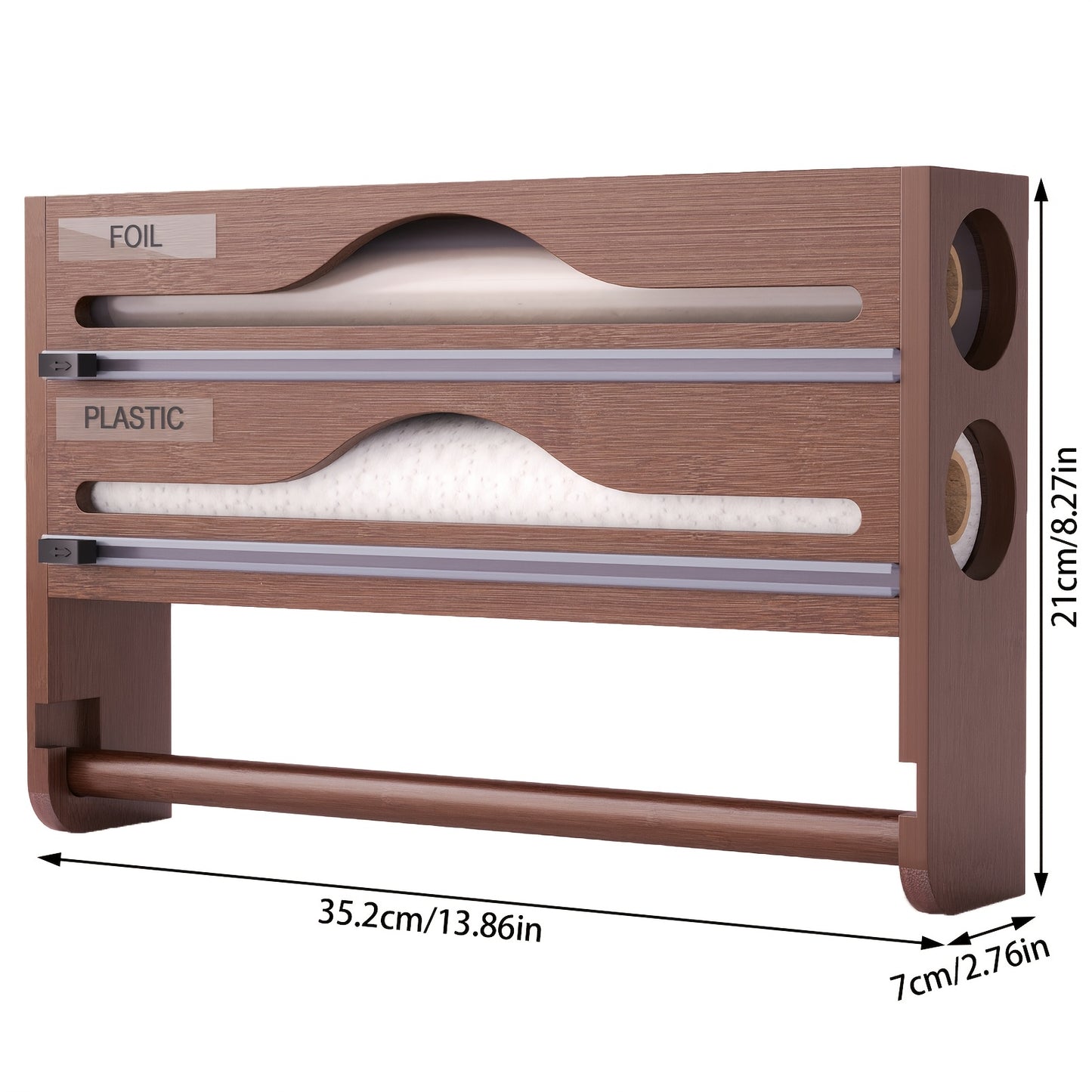 Organizador de papel alumínio e filme plástico 4 em 1