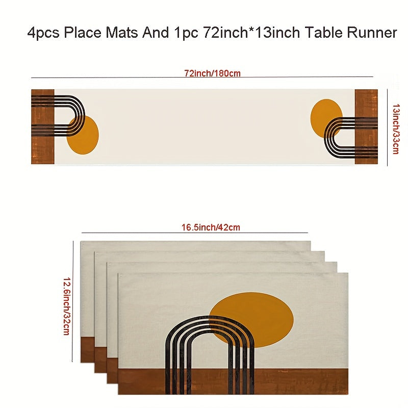 Jogo Americano + Caminho de Mesa de Arte Abstrata Conjunto de Luxo