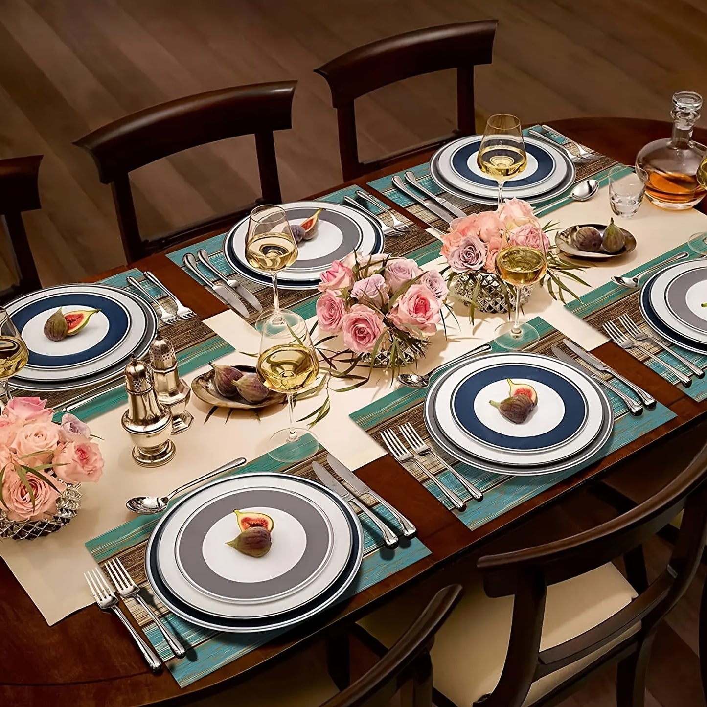 Jogo Americano com textura de madeira de fazenda + Caminho de mesa