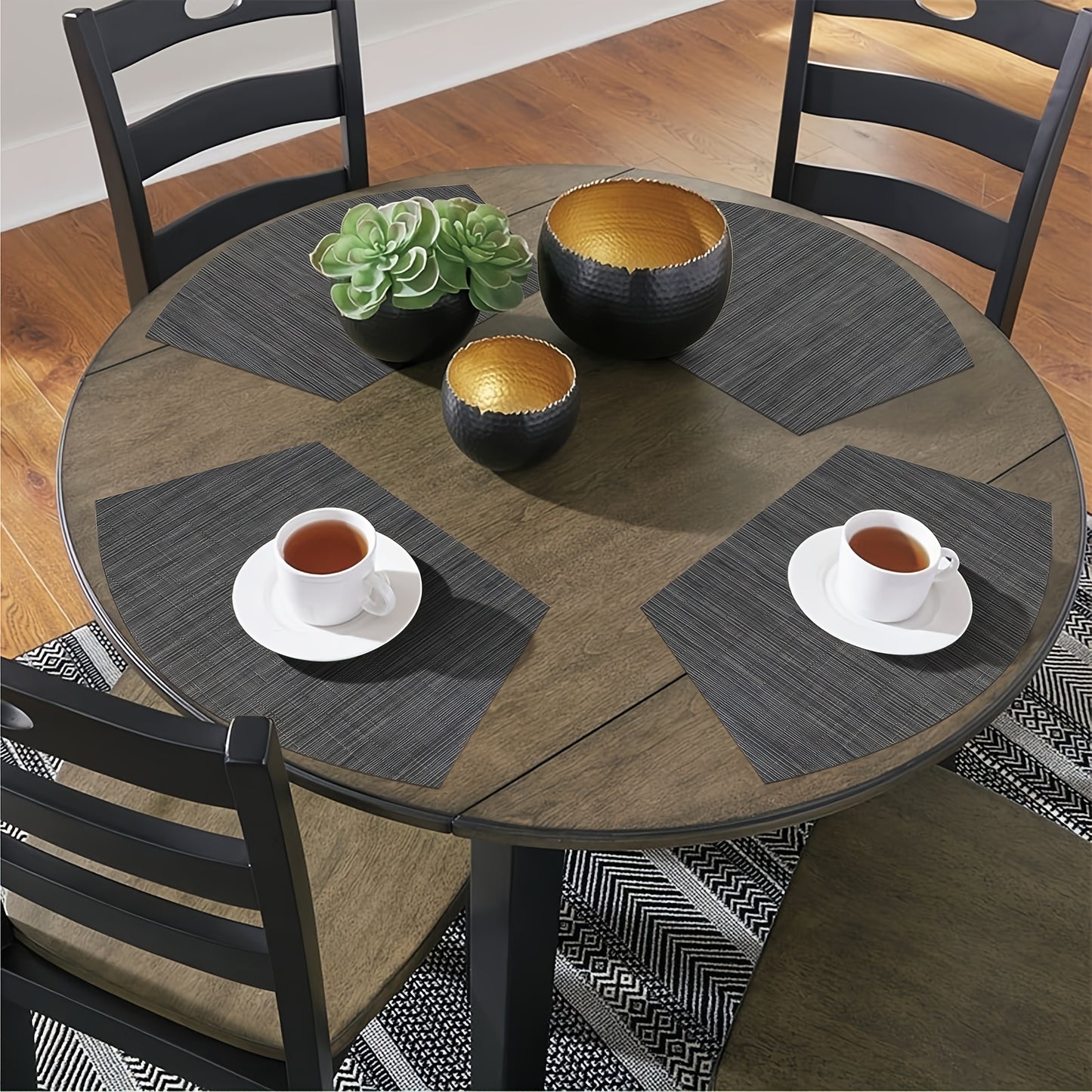 Jogos americanos, tapete de mesa ocidental antiderrapante com isolamento térmico de PVC - 5/7 peças,