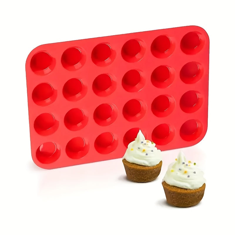 Forma de silicone antiaderente para cupcakes - 1 peça com capacidade para 24 xícaras