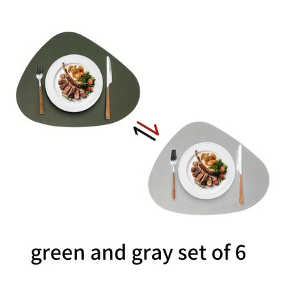 Jogo Americano de 6 peças de couro sintético de duas cores