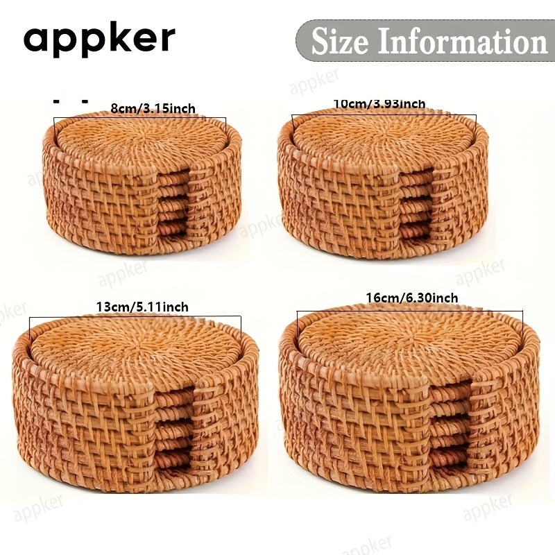 Conjunto de porta-copos de bambu e ratã Appker com mais de 6 peças|