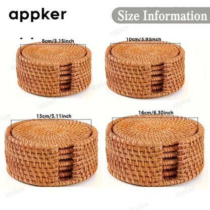 Conjunto de porta-copos de bambu e ratã Appker com mais de 6 peças|