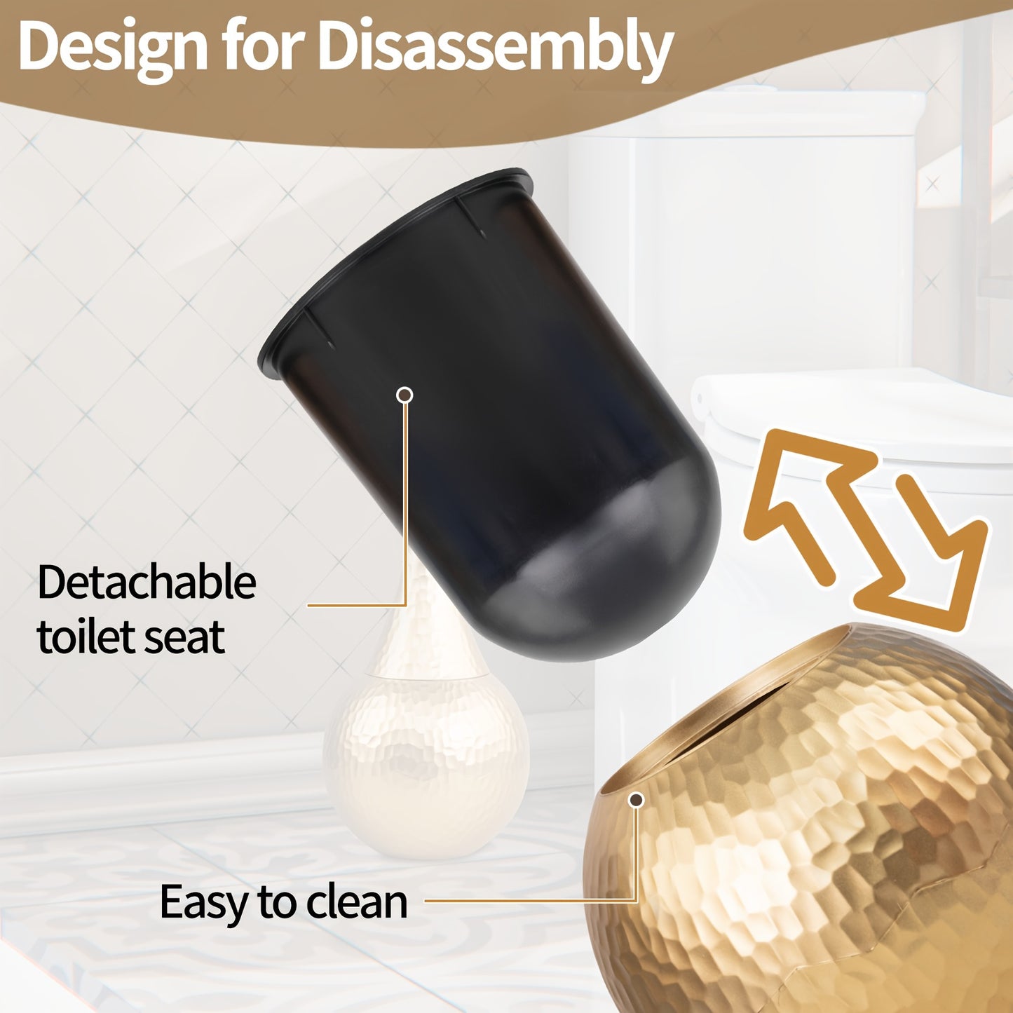 Suporte de escova de vaso sanitário dourado elegante de alta qualidade - 1 peça