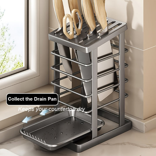 Suporte para facas de bancada com furos de drenagem