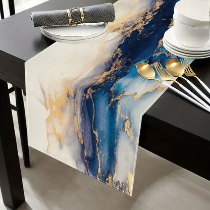 Jogos Americanos - 5/7 bandeiras de mesa com design de mármore azul e dourado