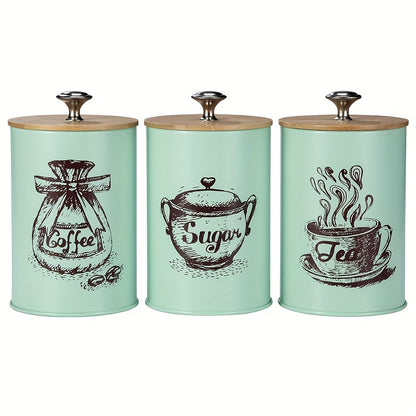 Recipientes de armazenamento com tampa de bambu com 3